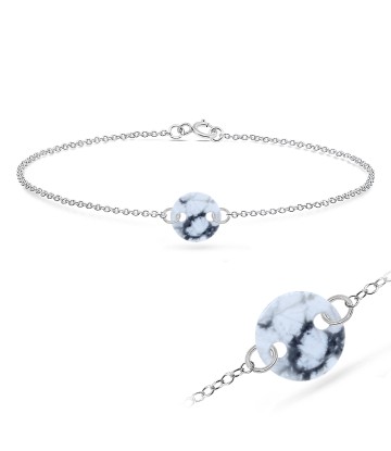 Marble Round Shape Silver Bracelet BRS-235